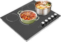 4 Burner Electric Cooktop, 23.6 Inch Touch Control Electric Stove Top with 5 Heating Level & Overheat Protection, Child Lock, 1 Waterproof Tape, Countertop/Embedded Mount Electrics Stovetop Burner