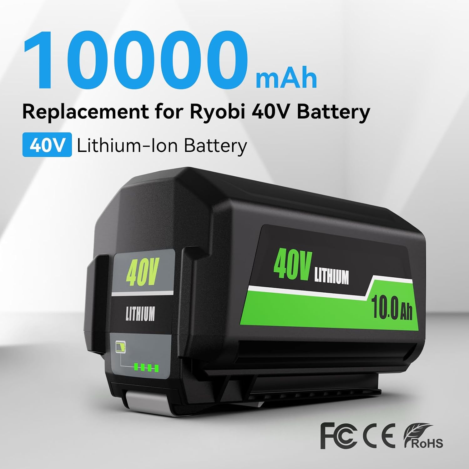 10.0Ah High Capacity Replacement for Ryobi 40V Battery OP4026 OP4030 OP4040 OP4050 OP4060 OP4075, Compatible with Ryobi 40 Volt Cordless Power Tools