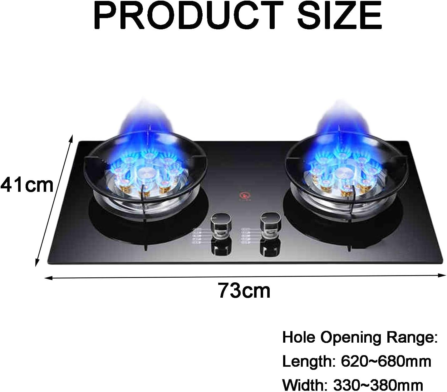 Gas Stove 2 Burners, 5.2KW Built-in Gas Cooker Plug and Play Accidental Flameout Protection Device, for Home Kitchen Camping Garden Dining(LPG)