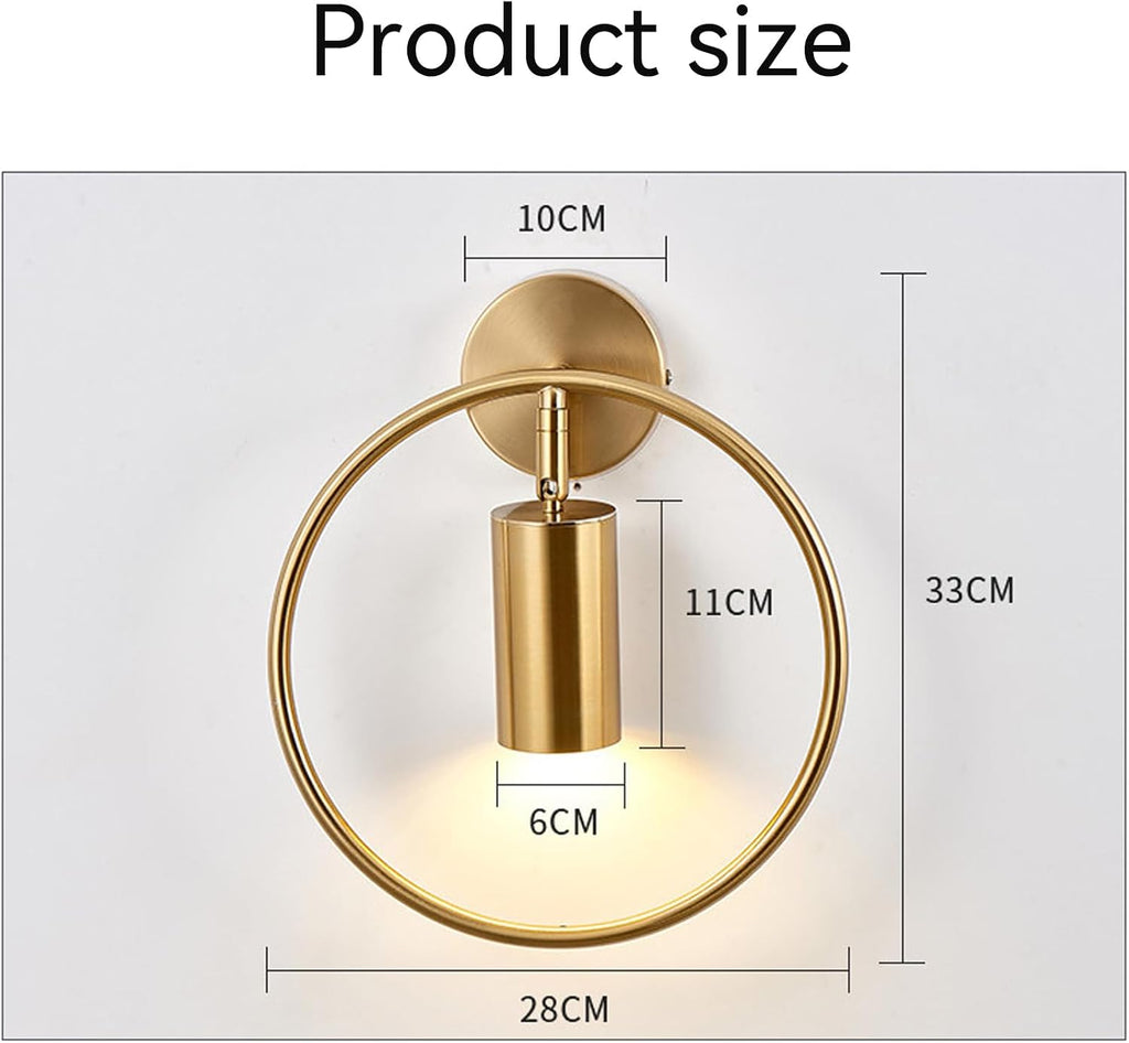 Bathroom Dresser Wall Lamp Wrought Iron Lamp Body,Ring LED Wall Sconce, d LED Wall Lights Fixture Wall Decor,Kitchen Bedroom Living Dining Rooms Corrido Lighting Fixtures