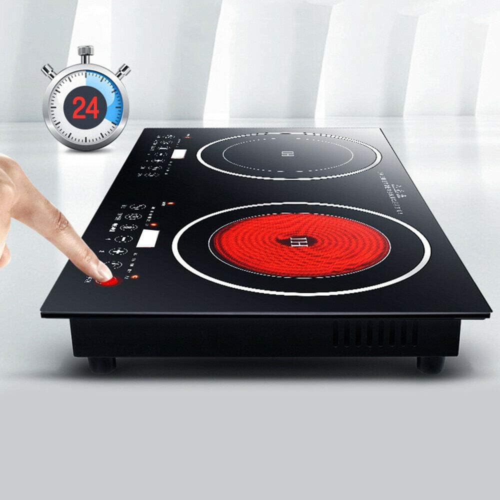 110V 1200W Electric Dual Induction Cooker Hot Plate Rapid Heating Safety Countertop Burner Cooktop