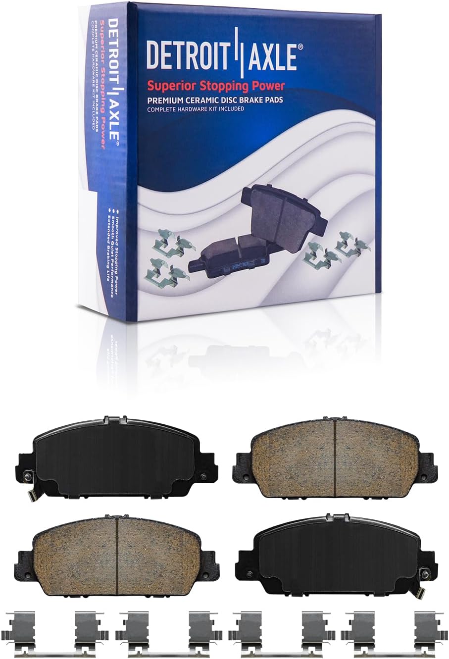 Detroit Axle - 8pc Brake Kit for 2013-2017 Honda Accord, Drilled and Slotted Disc Rotors Ceramic Brakes Pads 2014-16 Replacement : 11.54' Front 11.10' Rear Rotor