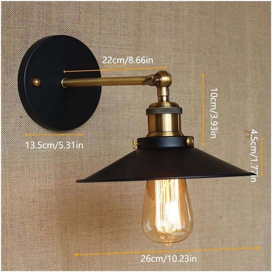 Wall Lamp Bathroom Lighting Wrought Iron Bedroom Lighting Retro Wall Lamps Simple Personality Creative Wall Lamps Outdoor Wall Lamps Wall Lamp for Bedroom(Black)