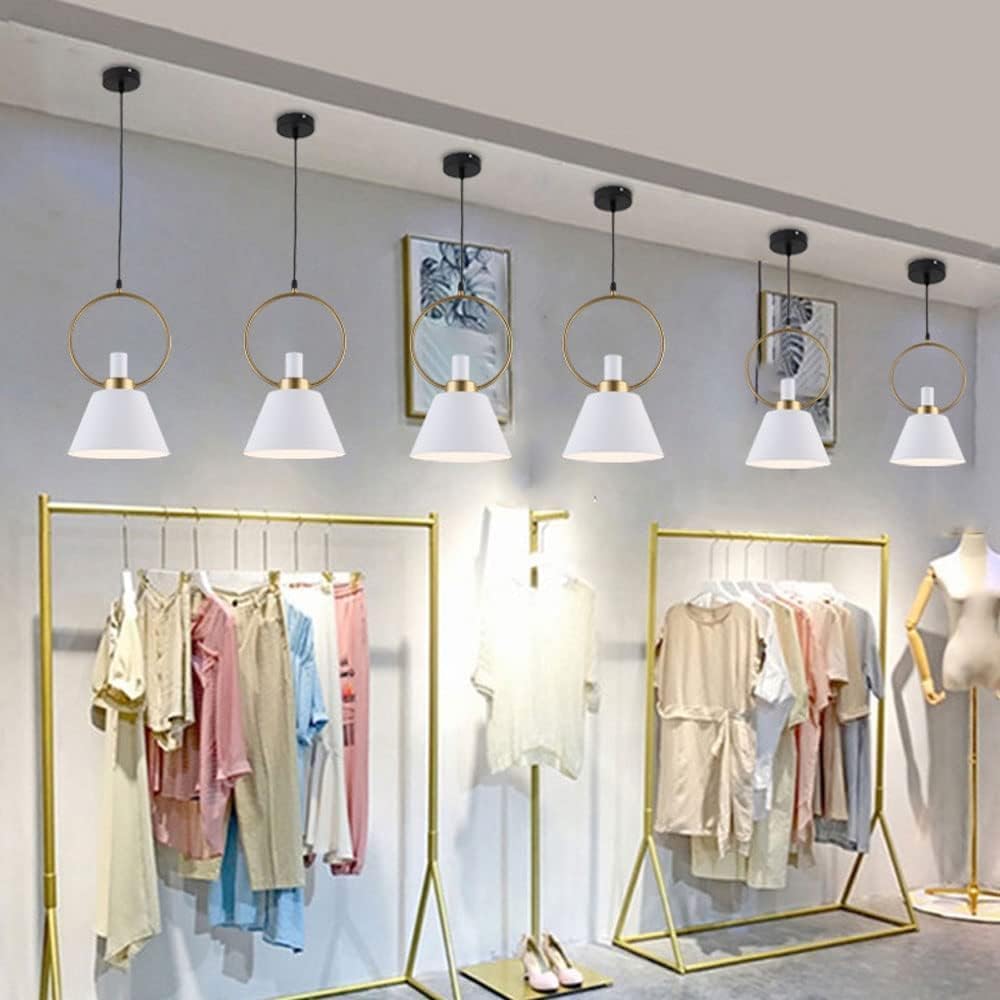 Minimalist Led Colorful Pendant Lamp Metal Leather Suspension Cylinder Hanging Lights Compatible with Bedroom Dining Cafe Bar Wrought Iron Chandelier Ceiling Lamp Fixture(White)