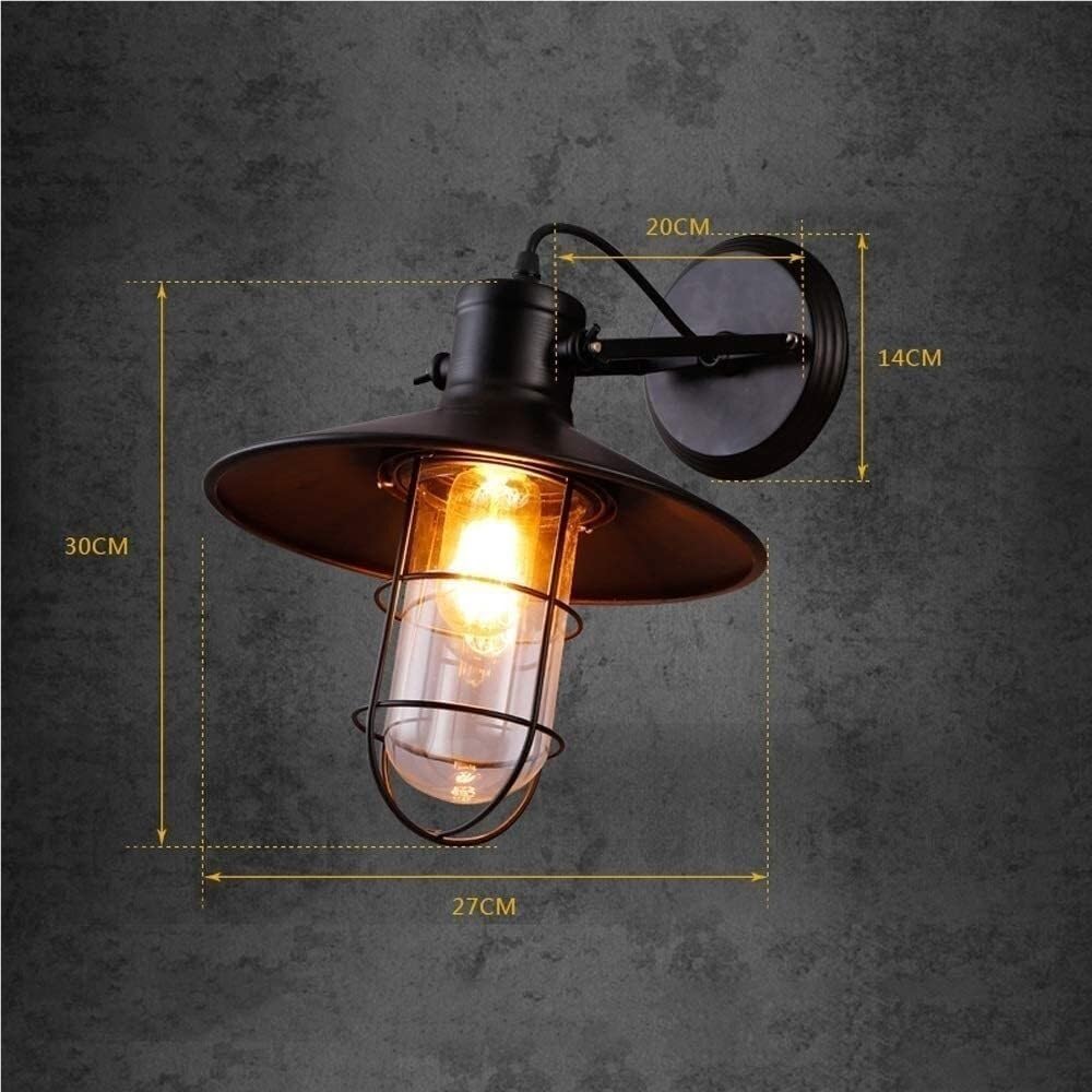 Black Wrought Iron Wall Sconce Retro Farmhouse Barn Wall Light Adjustable Angle Metal Wall Lamp E27 Edison Fixture for Loft Bar Wine Cellar Porch Aisle Decoration