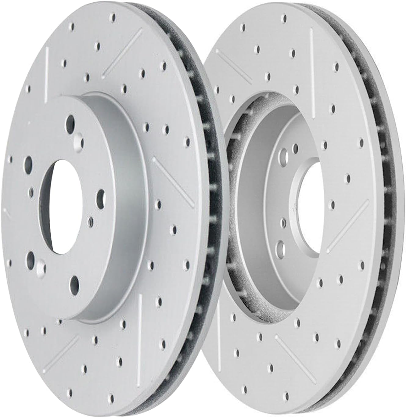 Detroit Axle - 8pc Brake Kit for 2014-2020 Acura RLX, Drilled and Slotted Disc Brakes Rotors Ceramic Brake Pads 2015 2016 2017 2018 2019 Replacement: 12.28' inch Front and 12.20' inch Rear Rotors