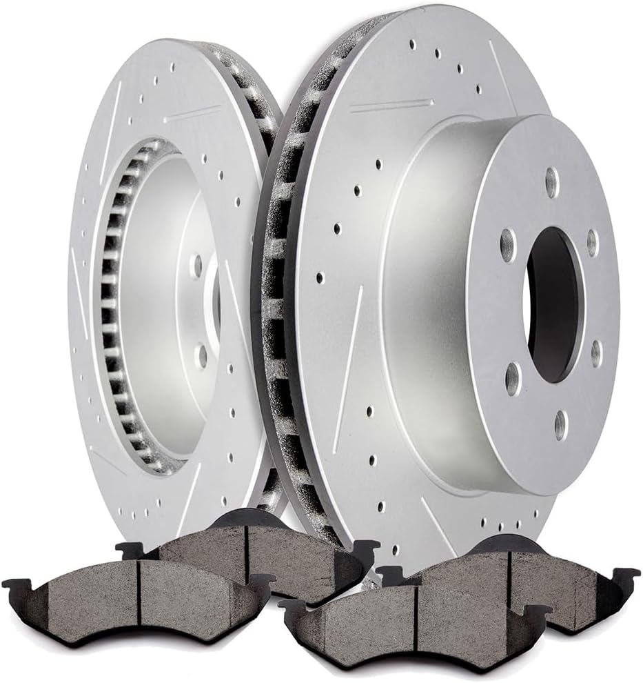SCITOO Brake Kit Front Brake Rotors and Ceramic Brake Pads fit for 2000-2002 for Dodge Dakota,2000-2002 for Dodge for Durango