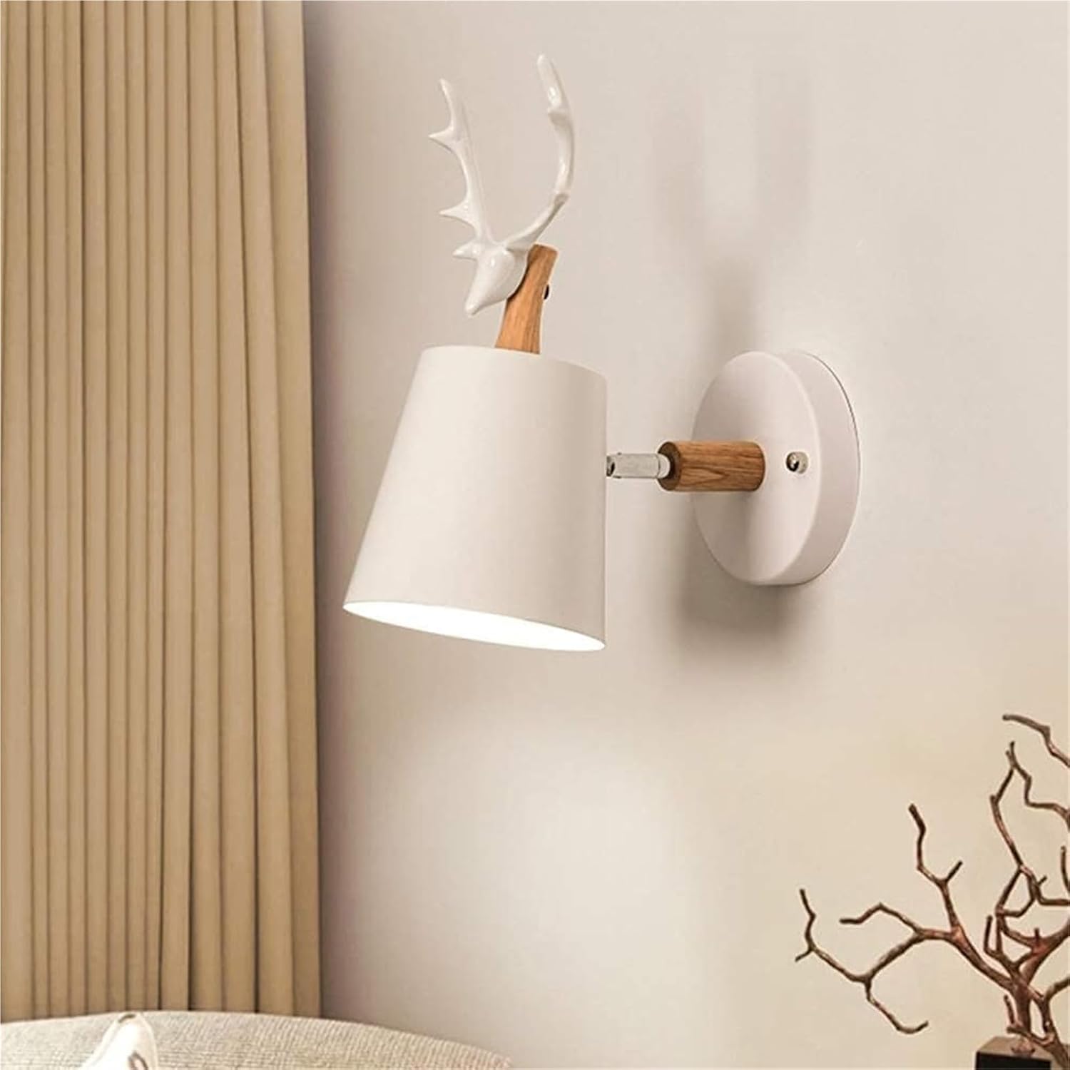 Wall Light Modern Wall Lamp Black Wrought Iron Shade Simple Wall Mount Light Indoor Sconces Home Decor Lamp Chandelier Light Fixture(White)