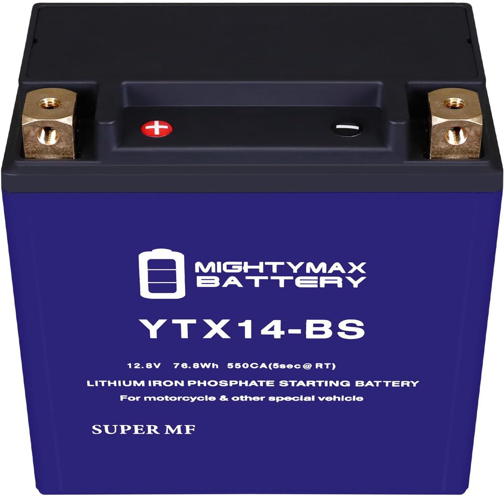 Mighty Max Battery Mighty Max Battery YTX14-BS LIFEPO4-12 Volt 12 AH, 400 CCA, Lithium Iron Phosphate (LiFePO4) Battery