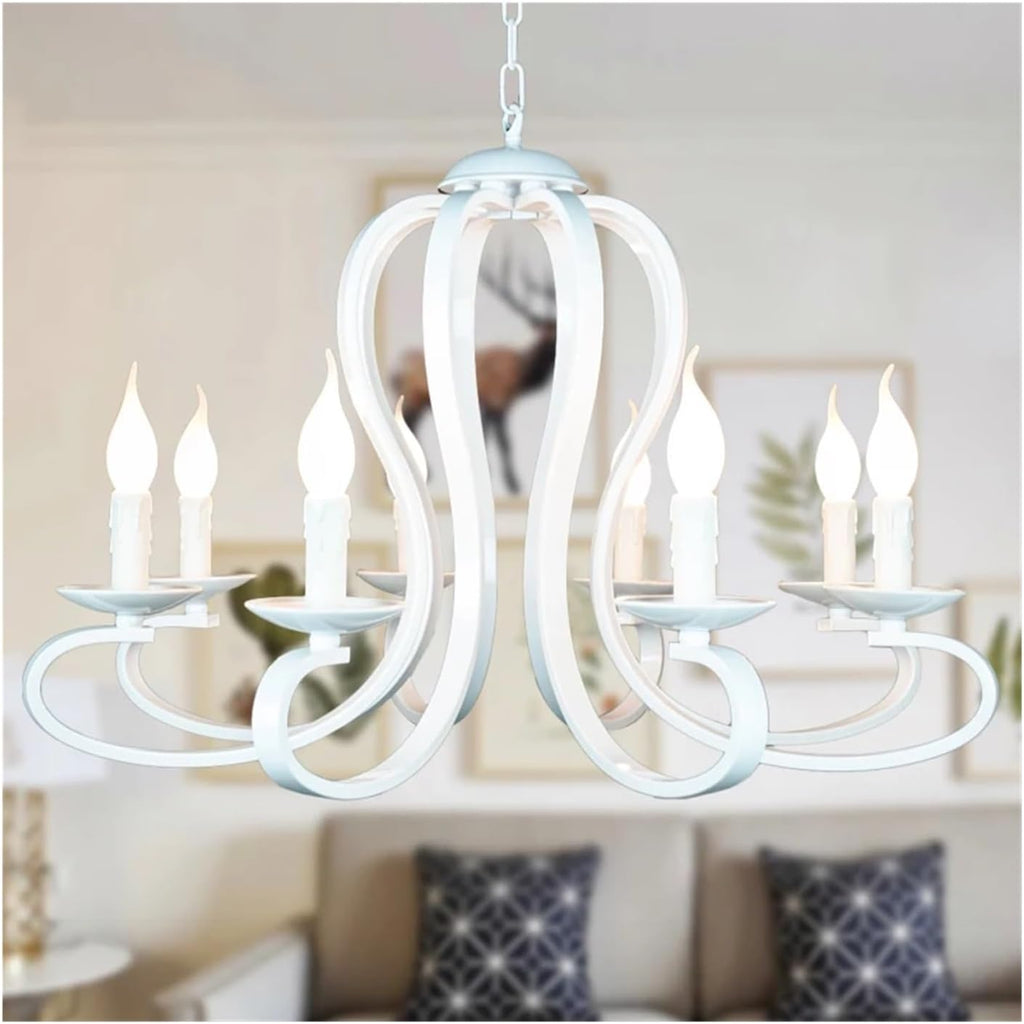 Modern Modern Candle Chandelier Light Fixture Black Wrought Iron Home Lighting,Chandelier LED Ceiling Light