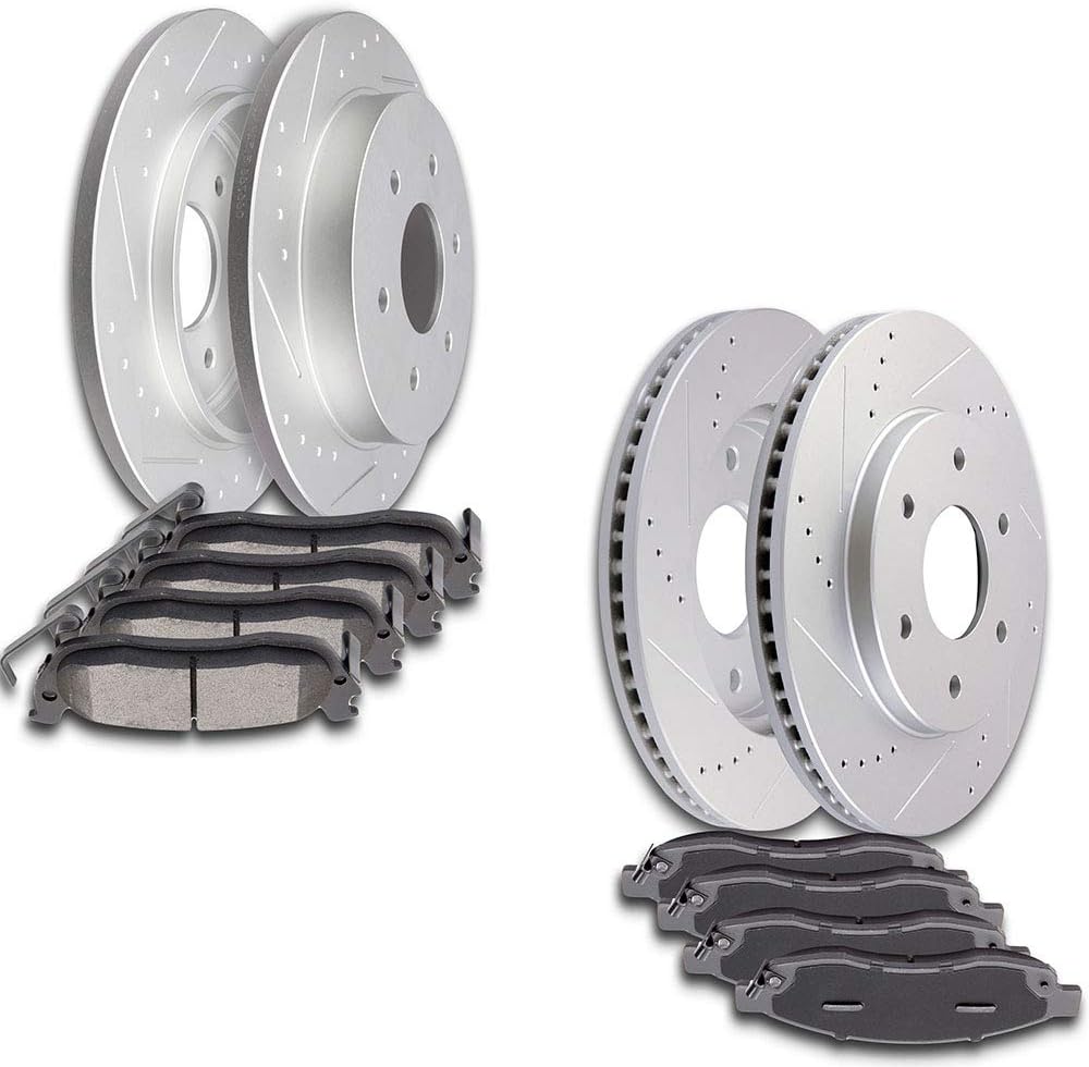 SCITOO Brake and Rotors Kits, 4pcs Brake Rotors and 8pcs Ceramic Brake Pads fit for 2004-2005 for Infiniti QX56,2005 for Nissan Armada,2004-2005 for Nissan Titan