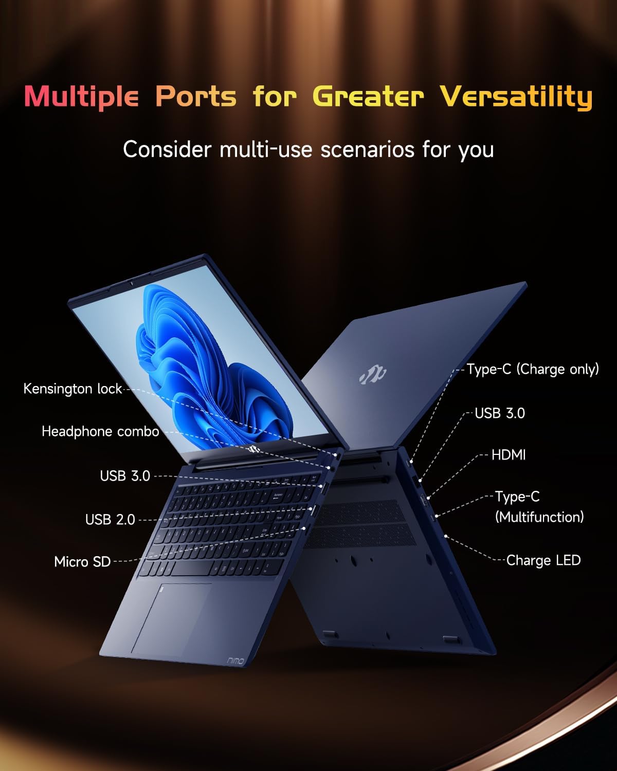 NIMO 15.6' IPS FHD-Laptop, Intel Pentium Quad Core N100 16GB RAM 512GB SSD (Beat i3-1115G4, Up to 3.4GHz) Computer with Backlit Keyboard Fingerprint Type-C WiFi 6 BT5.2, for Student and Home