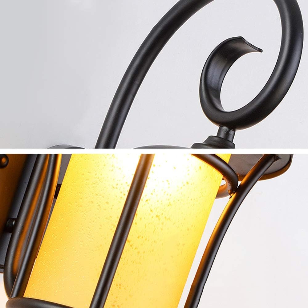 Wall lamp, Traditional Black Wall Sconce Lighting Fixture Waterproof Outdoor IP54 Wrought Iron Wall Lamp Light Retro V-intage Residential Villa Terrace Fence Patio Porch Safety Light E27