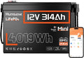 HumsiENK 12V 300Ah (314Ah) LiFePO4 Lithium Battery Mini Size, Bluetooth 200A BMS, 15000+ Deep Cycles, Low-Temp Protection – for RV, Marine, Solar, Off-Grid, Home Backup (Compact & Lightweight)