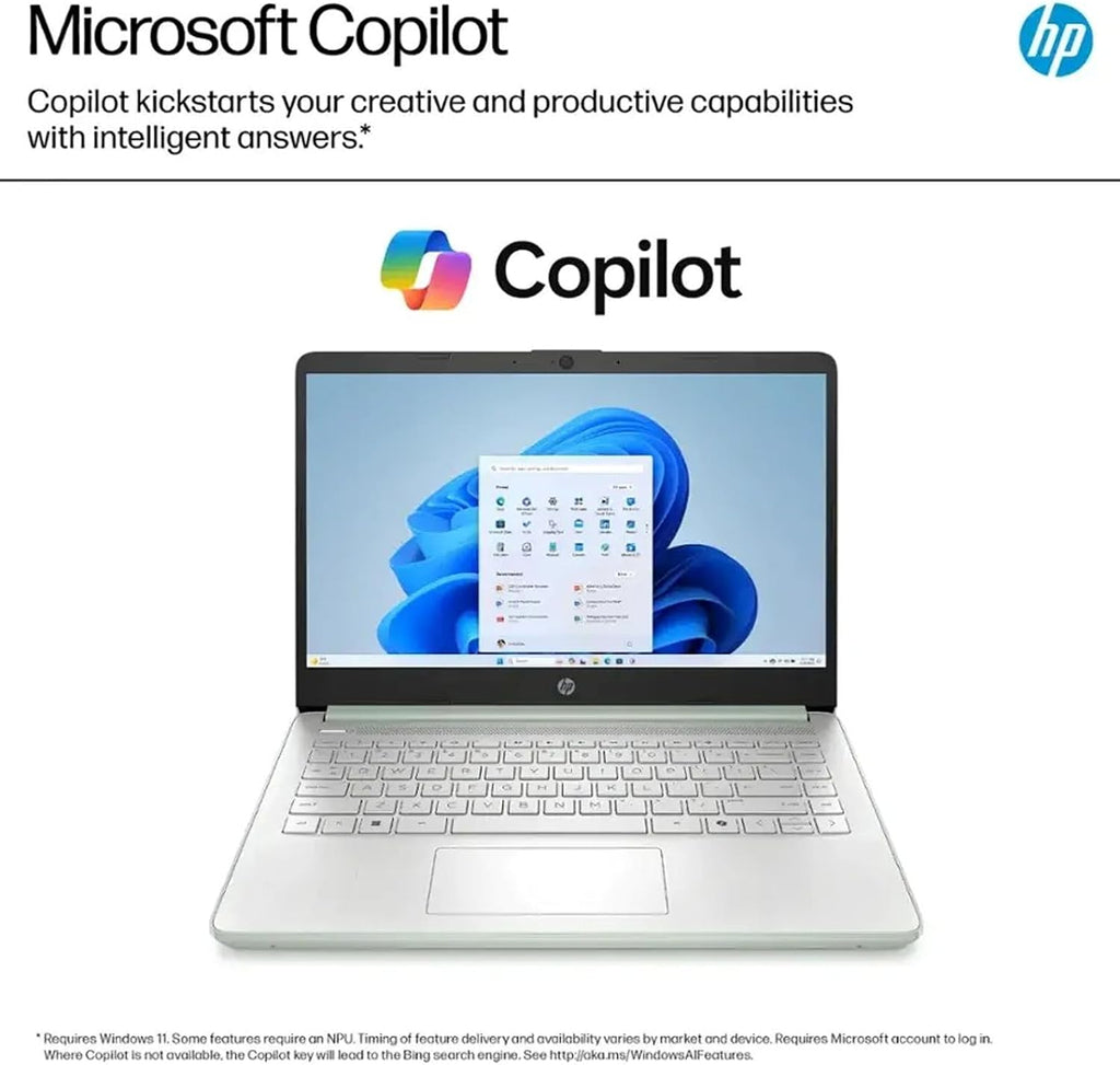 HP 2025 Student Business Laptop Computer - w/1 Year Office 365, 16GB RAM, 128GB UFS & 256GB SD Card, Ai Copilot Intel 4-Core Processor, HD Display, Windows 11 Pro(Green)