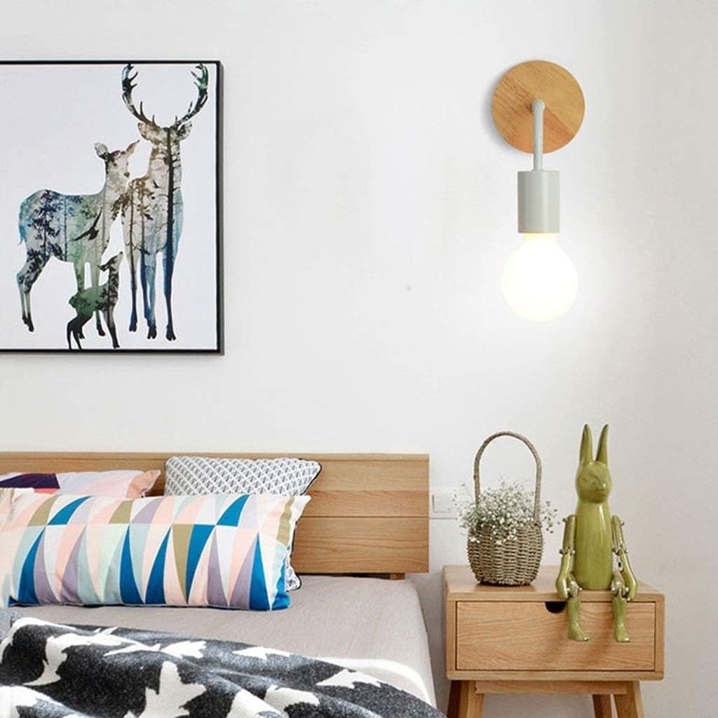 Demeanor Wall Sconces, Scandinavian Style Wrought Iron/Wooden Wall Lamp Simple Black and White Classic Colour Living Room Bedroom Wall Light Bathroom Mirror Front Wall Spotlight Modern Chandeli