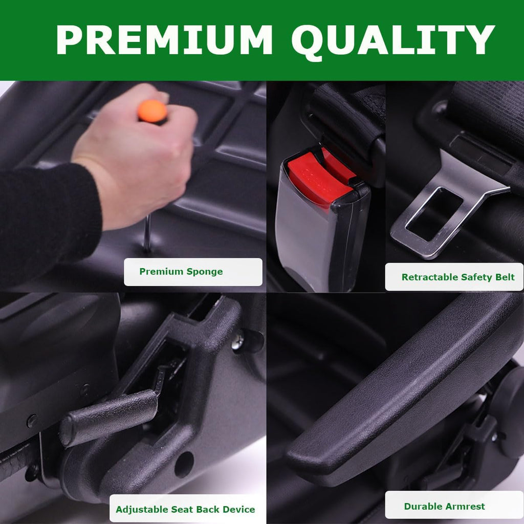 Tractor Seat,Universal Lawn Mower and Forklift Seat with Adjustable Back,Armrest,Slide Rail And Safety Belt,for Tractor,Mower,Excavator,Bucket,Dozer