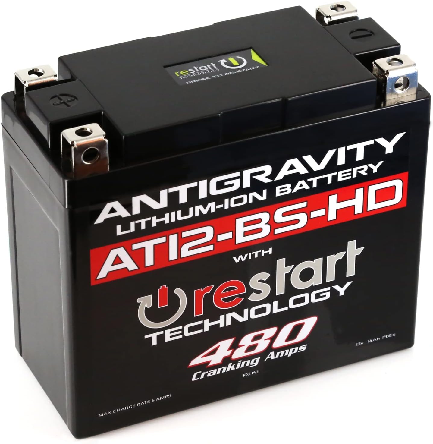Antigravity AT12-BS-HD Heavy Duty Lithium Motorcycle and Powersport Battery with Built-In Jump Starting 12V 8Ah, ATV, Quad UTV, Scooter, Lawn Mower, Generator Battery - Ducati, Yamaha, Kawasaki