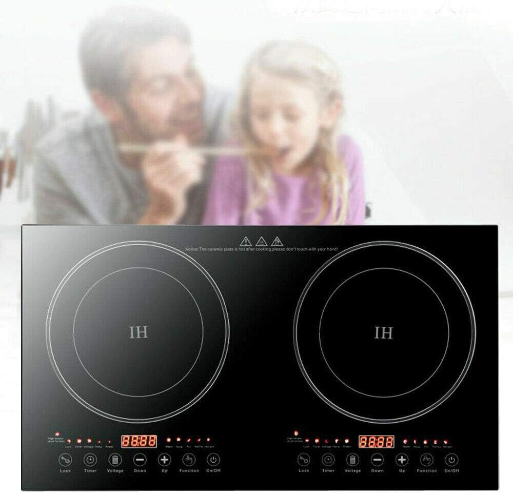 DYRABREST Electric Double Induction Cooktop,110V LCD Display Induction Hot Plate with 8 Levels Firepower and Multiple Cooking Modes,Far Infrared Heating Countertop Burners for Home (type 2)