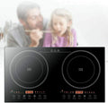 DYRABREST Electric Double Induction Cooktop,110V LCD Display Induction Hot Plate with 8 Levels Firepower and Multiple Cooking Modes,Far Infrared Heating Countertop Burners for Home (type 2)
