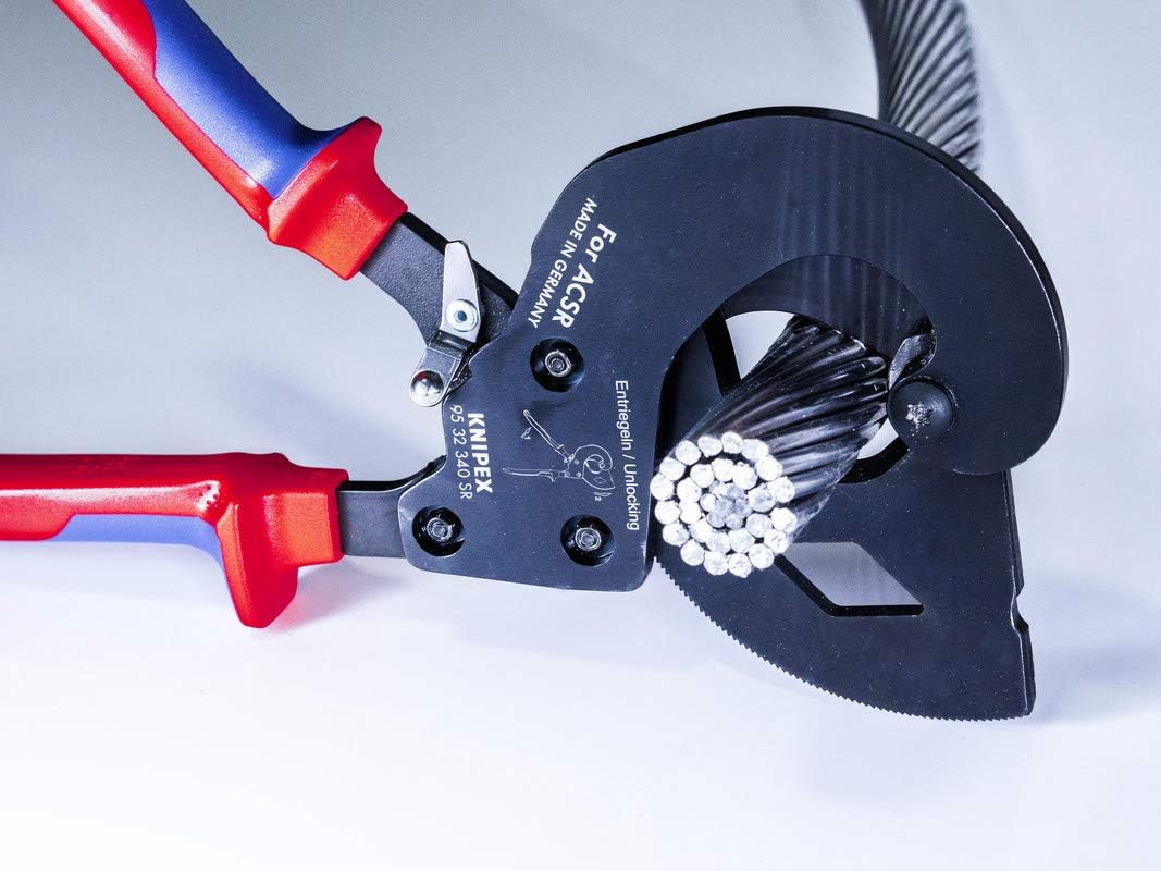 KNIPEX Tools 95 32 240 SR US, Ratcheting ASCR Cutter Cable Cutter