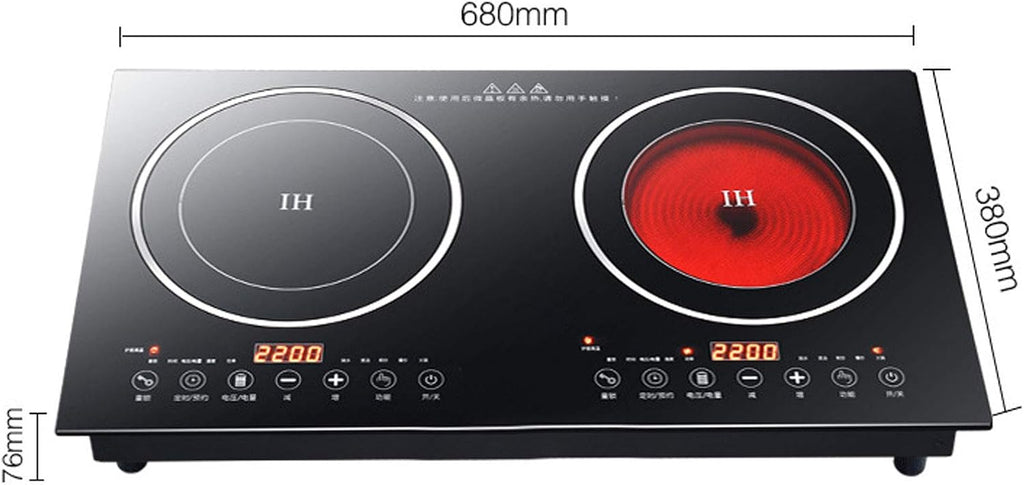 Portable Electric Induction Cooker And Ceramic-Cooker Cooktop Countertop Double Burner, Low Noise Electric Cooktops With 1200W+1400W Sensor Touch, 110V Induction Cooker Heater for Kitchen Cooking