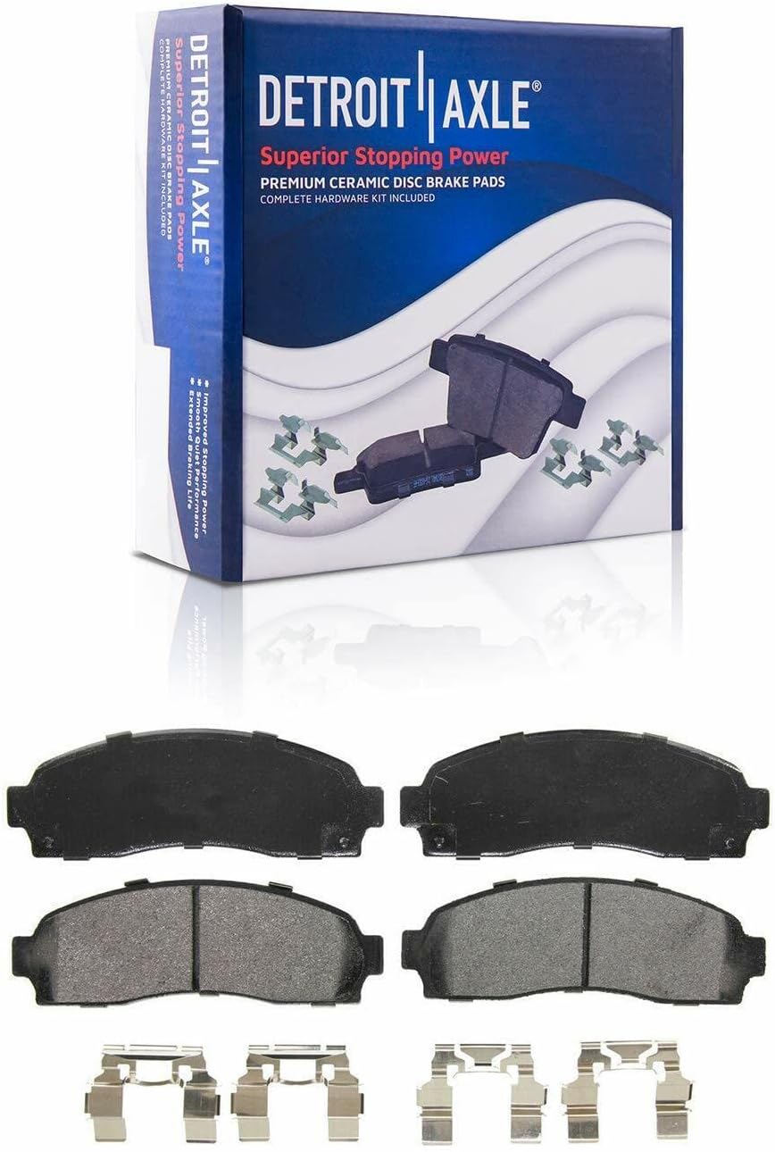 Detroit Axle - Front Brake Kit for Ford Explorer Mercury Mountaineer Drilled & Slotted Brake Rotors Ceramic Brakes Pads Wheel Bearing Hubs Assembly 10pc Wheel Lug Nuts 2002 2003 2004 2005 Replacement
