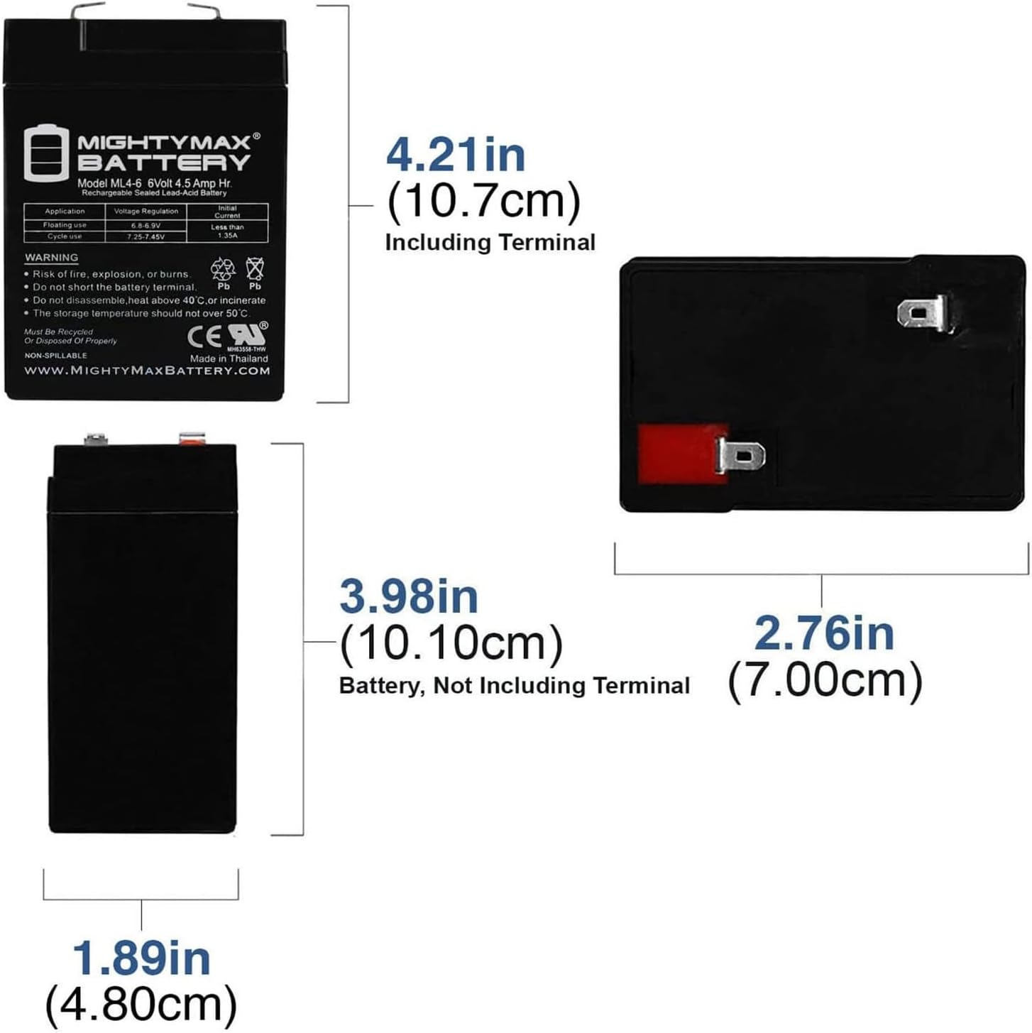 ML4-6 - 6 Volt 4.5 AH SLA Battery - Pack of 20