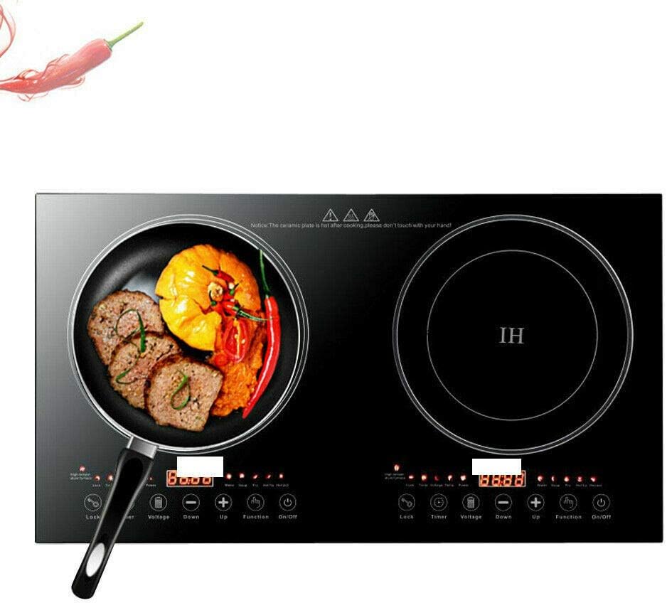 DYRABREST Electric Double Induction Cooktop,110V LCD Display Induction Hot Plate with 8 Levels Firepower and Multiple Cooking Modes,Far Infrared Heating Countertop Burners for Home (type 2)