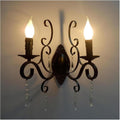 European Classic Vintage Wall lamp Black Wrought Iron Body Crystal Deco Candle Wall Light Fixture for Living Room Bedroom Stairs(Clear 1light)(Clear,2lights)