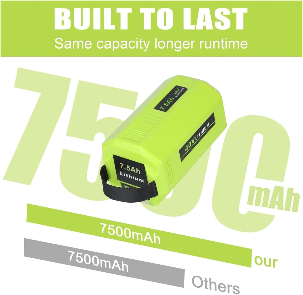 OUTMX 40V 6.0AH 7.5Ah Replacement Batteries Compatible for Ryobi Battery 40V Power Tools OP4075A OP4026 OP4060 OP4050 OP4040 OP4030(6.0Ah Battery)