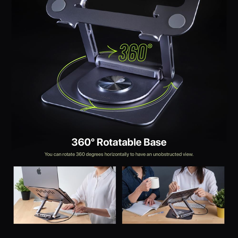 ADAM elements Hub Stand Pro 6-in-1 USB-C Laptop Docking Station, Foldable Laptop Stand with 4K HDMI, 100W PD & USB 3.0 for MacBook Pro/Air M4-M1, iPad & USB-C Laptops