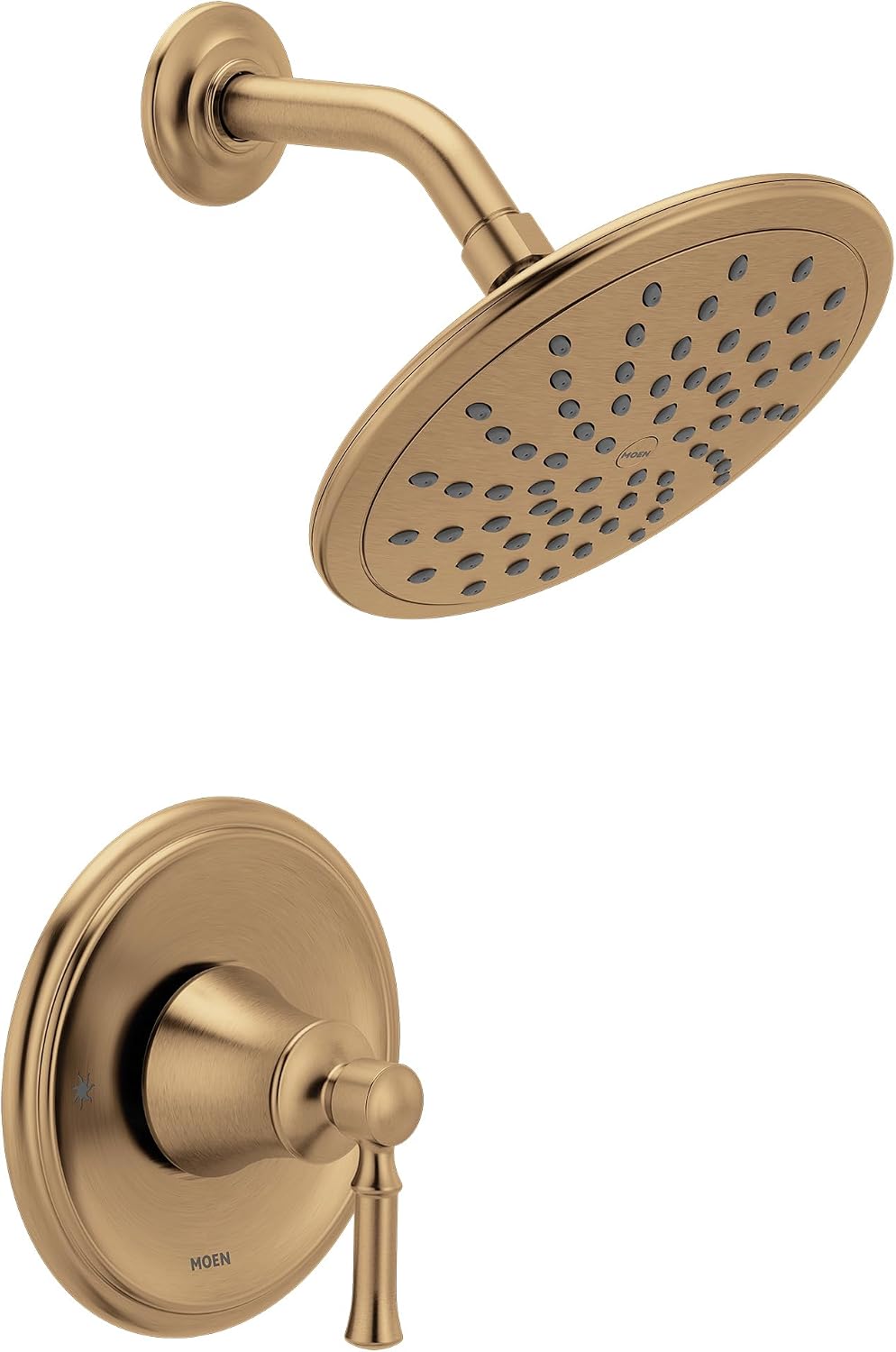 Moen Dartmoor Bronzed Gold Shower System with Rain Shower Showerhead and Handle, Valve Required, T2282EPBZG