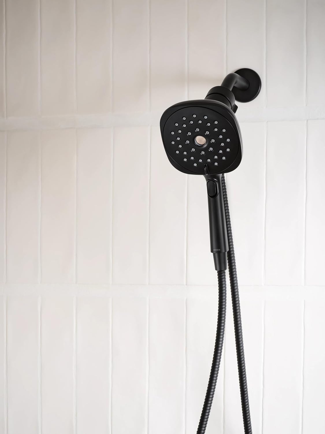 Moen Verso Infiniti Dial Square Handheld Shower, 5-Inch Diameter Spray Head, Matte Black, 220H5BL