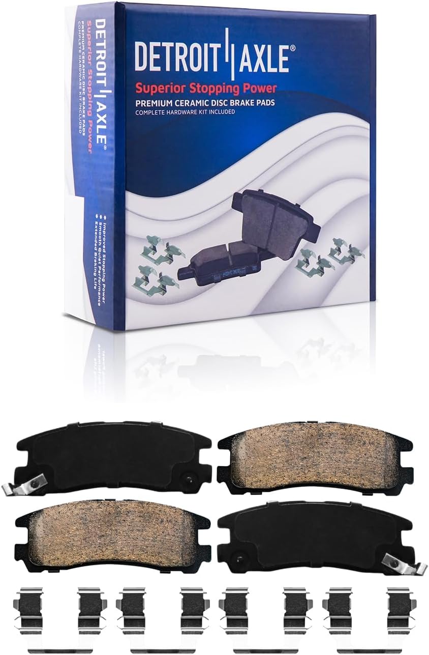 Detroit Axle - Brake Kit for 2004-2012 Mitsubishi Galant, Front and Rear Drilled Slotted Disc Brakes Rotors Ceramic Brake Pads 2005 2006 2007 2008 2009 2010 2011 Replacement