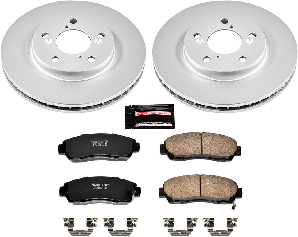PowerStop Front Brake Kit for Honda Odyssey 2005-10 - Fully-Coated Disc Rotors with Z17 Ceramic Brake Pads Replacement, CRK2435