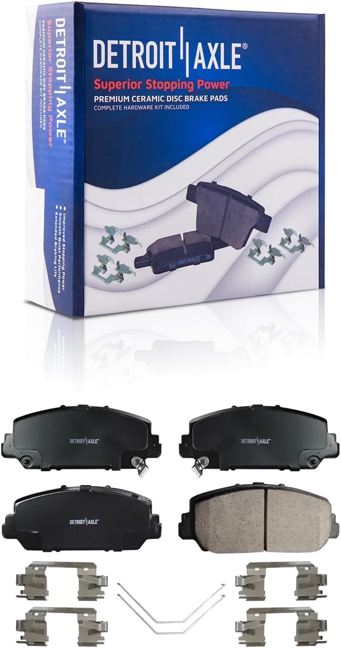 Detroit Axle - 10pc Brake Kit for Acura 2013-2018 RDX, Disc Brake Rotors Ceramic Brakes Pads with Hardware 2014 2015 2016 2017 Replacement: 12.28' inch Front and 12.00' inch Rear Rotor