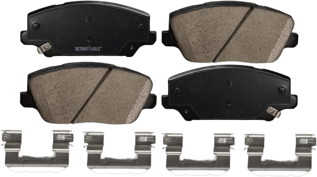 Detroit Axle - 8pc Brake Kit for 2017 2018 2019 2020 Kia Cadenza [Electric Parking Brake] 12.60' inch Front and 11.81' inch Rear Drilled and Slotted Disc Brake Rotors Ceramic Brakes Pads Replacement
