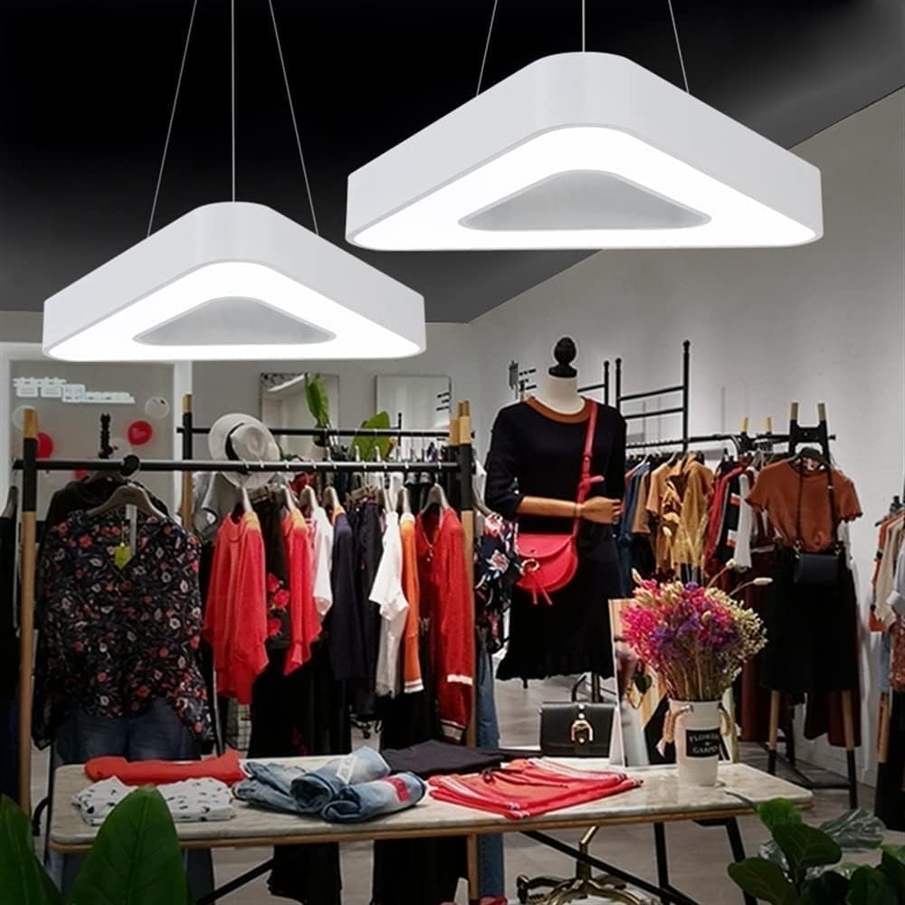 KISAD Chandelier Light Creative Triangle Acrylic Chandelier Nordic Minimalist Studio Pendant Light Modern Wrought Iron Hanging Lamp Fixtures Hanging Ceiling Lamp(Warm Light -3000k,White(45cm))