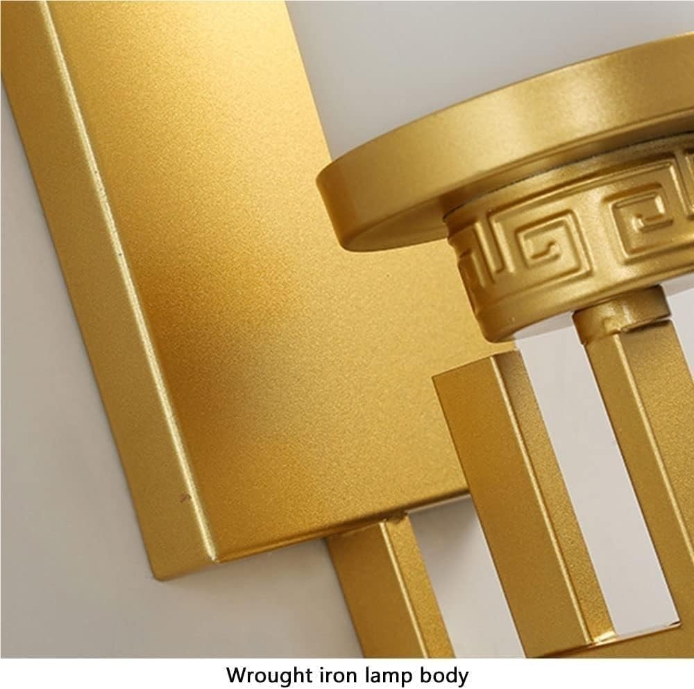 Living Room Dining Room Decorative Wall Sconce Modern Minimalist Glass Wrought Iron Wall Lamp Creative Household Lighting Fixtures Bedroom Bedside Night Wall Light(Gold)