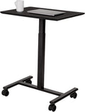 Seville Classics Airlift Height Adjustable Pneumatic Laptop Sit Stand Desk Mobile Rolling Cart, Computer Workstation for Home Office, Classroom, Black, 25.6' Desktop