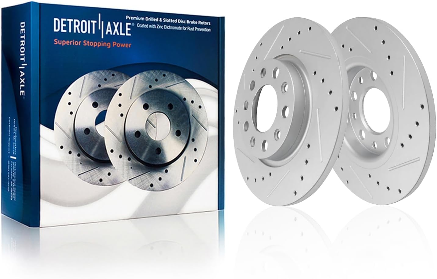 Detroit Axle - Brake Kit for 2015 2016 2017 Chrysler 200, Drilled and Slotted Disc Brake Rotors Ceramic Brakes Pads with Hardware Replacement : 12.00' inch Front and 10.95' inch Rear Rotors