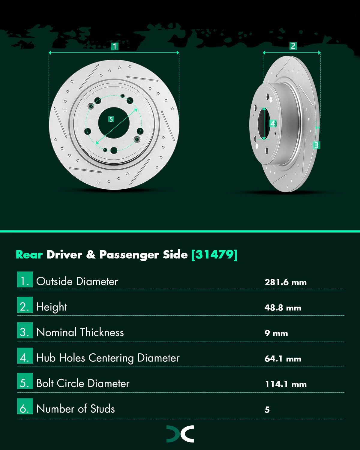 SCITOO Front 11.1' Rear 11.09' Brake Pads and Rotors Kits Fit For Honda For Accord 2008 2010 2011 2012 2014 2015 2016 2017
