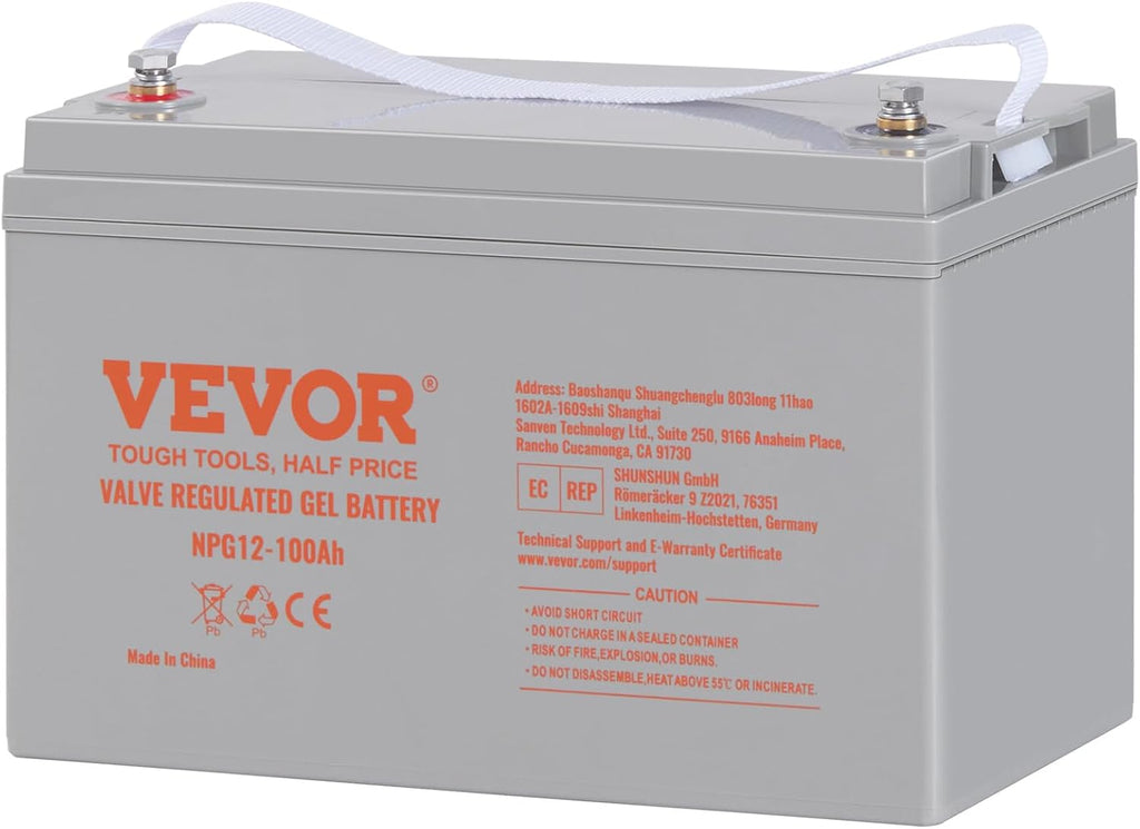 VEVOR Deep Cycle Battery, 12V 100 AH, AGM Marine Rechargeable Battery, High Self-Discharge Rate 800A Current, for RV Solar Marine Off-Grid Applications UPS Backup Power System