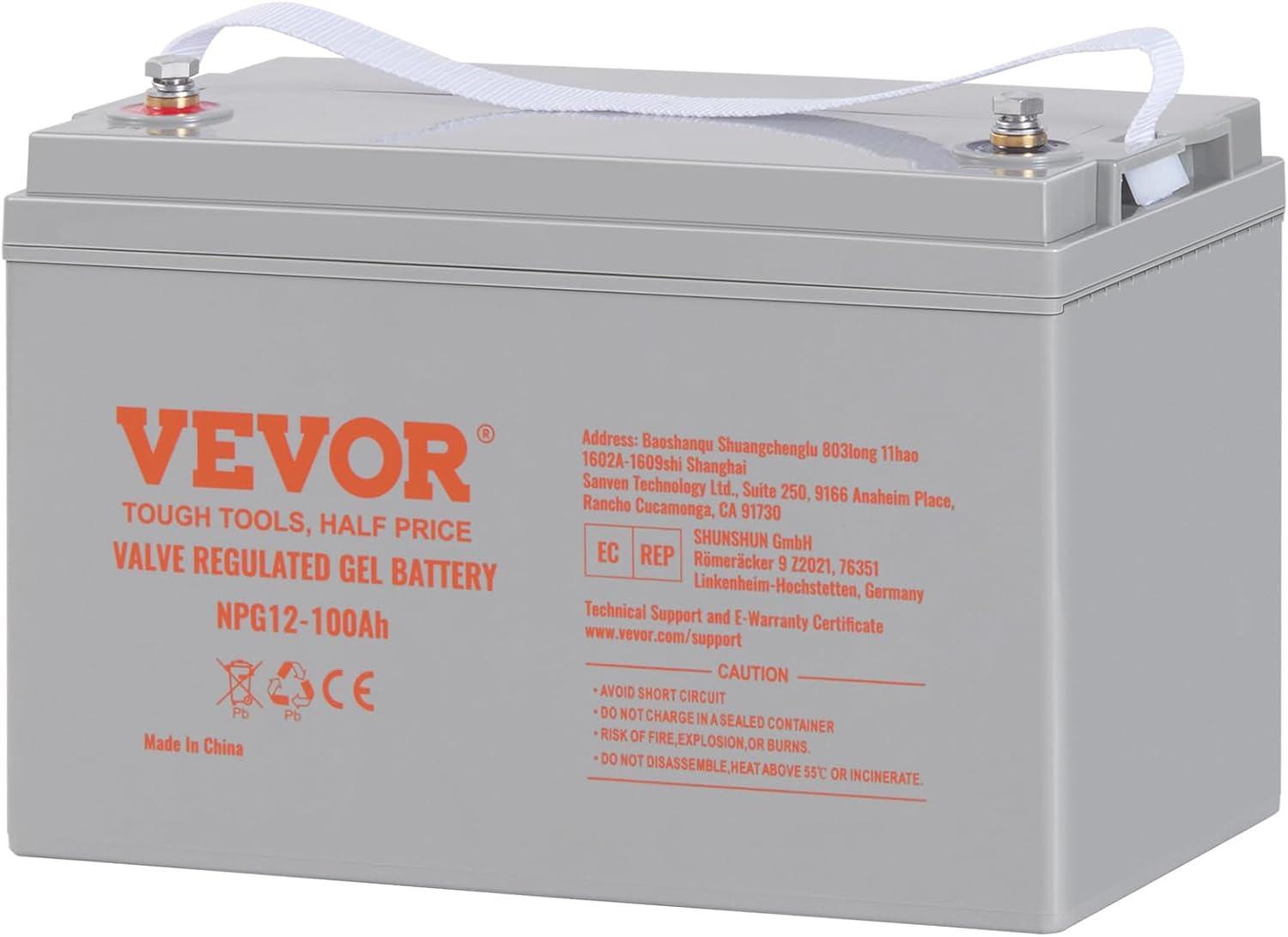 VEVOR Deep Cycle Battery, 12V 100 AH, AGM Marine Rechargeable Battery, High Self-Discharge Rate 800A Current, for RV Solar Marine Off-Grid Applications UPS Backup Power System