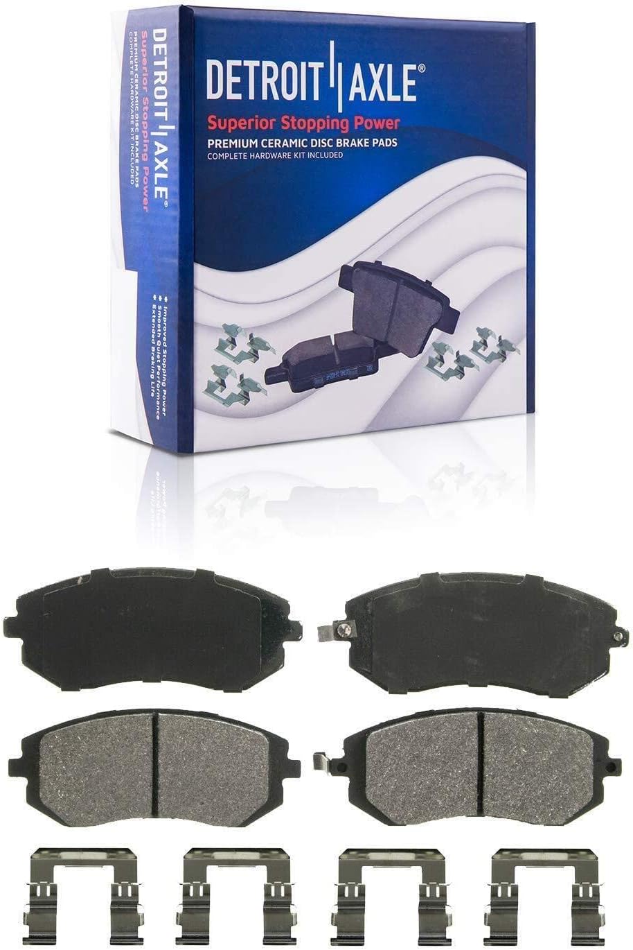 Detroit Axle - Front Brake Kit for Subaru Legacy Outback Forester Impreza, Drilled & Slotted Disc Brake Rotors Ceramic Brake Pads Wheel Lug Nuts Replacement