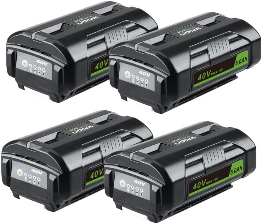 LINGYUE OP40401 40V 6.0Ah Replacement Li-ion Battery Compatible with Ryobi OP4026 OP4030 OP4050 OP4060A OP40201 OP40301 Lawn Mower Trimmer Blower Power Tools Batteries Packs(4PCS)