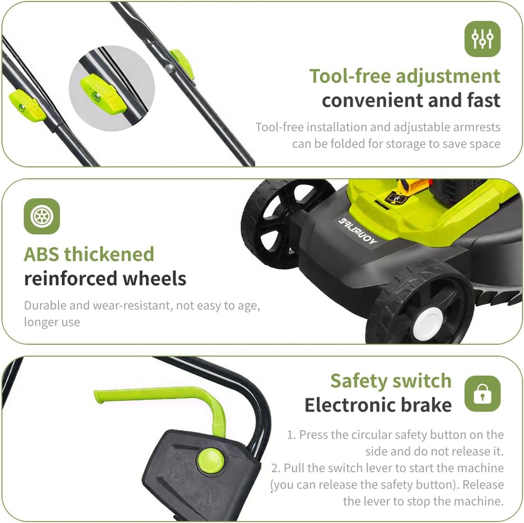 Lightweight Lawn Mower, High-Power Brushless Motor, Cordless Lawn Mower, Suitable for Multiple Scenarios, 2 Lithium Batteries, Grass Box, Charger, Operating Manual