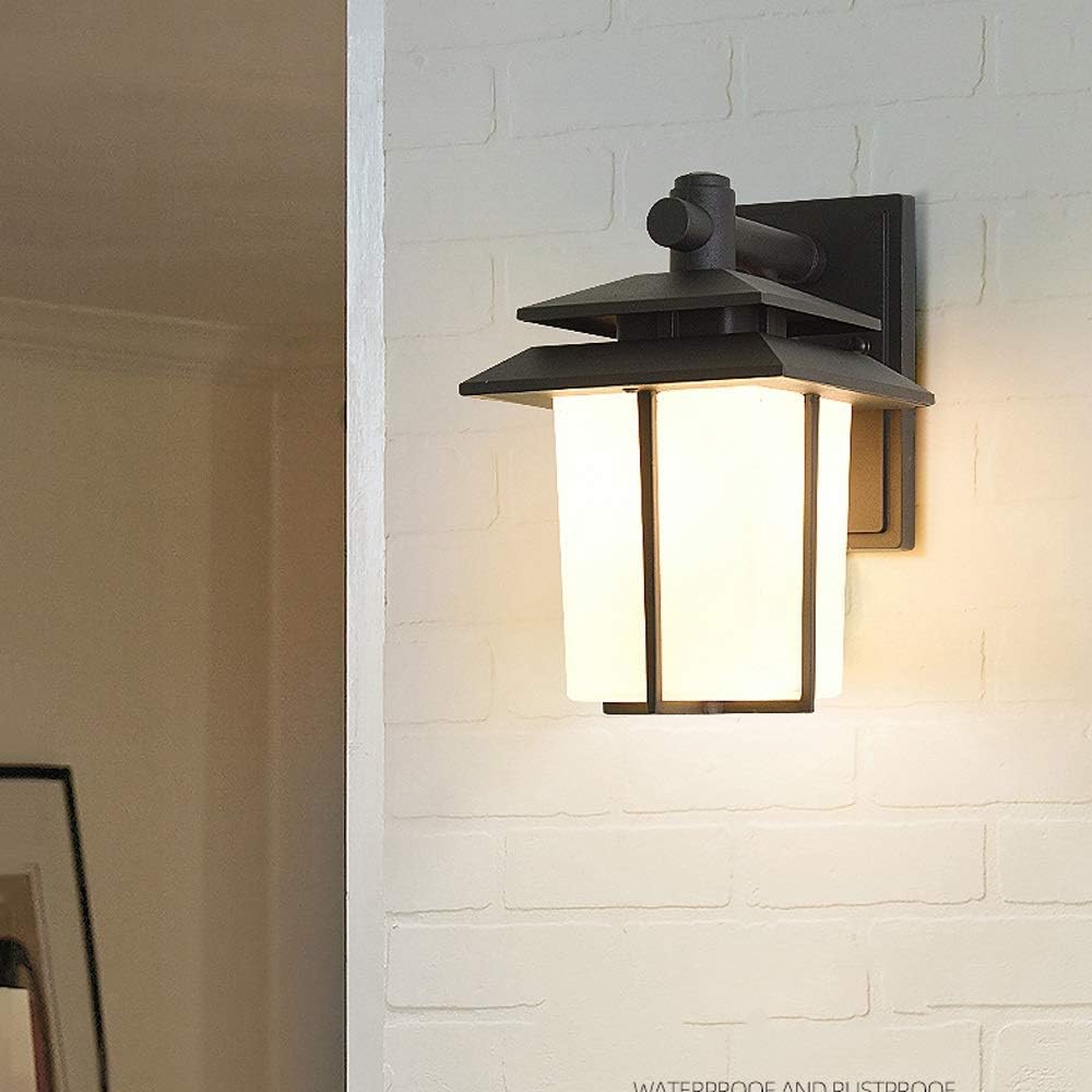 Wall Lights , Garden Wall Light Modern Outdoor Wall Light Black Matte Weatherproof Wrought Iron Fixture Wall Sconce with Frosted Glass Shade Wall Lamp Hard-Wired External for Porch Patio Garden Decor