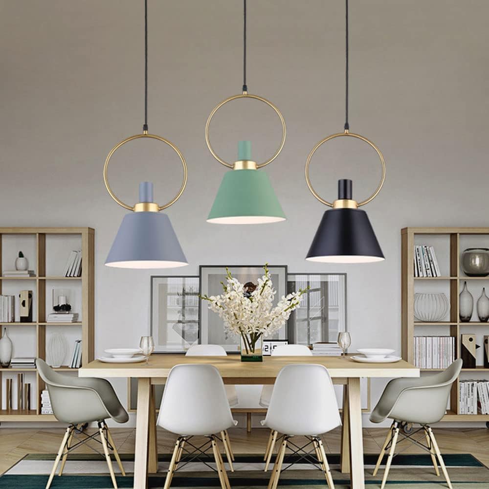 Minimalist Led Colorful Pendant Lamp Metal Leather Suspension Cylinder Hanging Lights Compatible with Bedroom Dining Cafe Bar Wrought Iron Chandelier Ceiling Lamp Fixture(Gray)